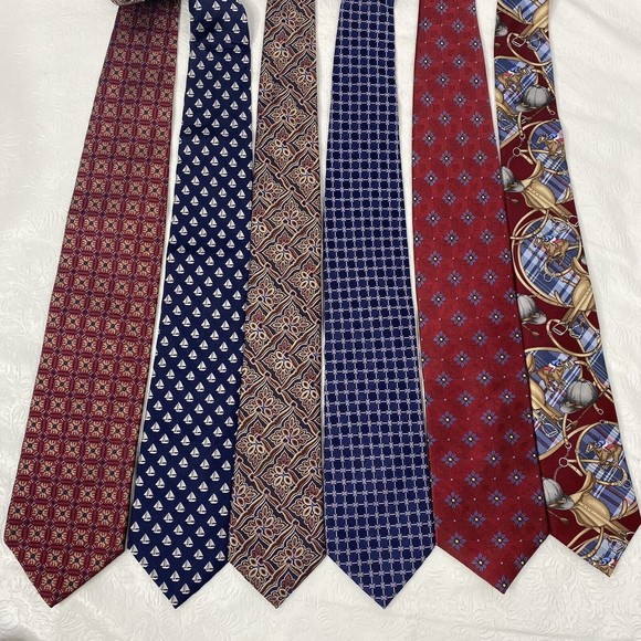 Lot 6 Jos A Bank Silk Neck Ties - Picture 1 of 15